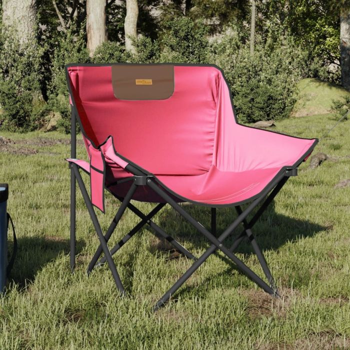 Camping Chairs with Pocket Foldable 2 Pieces Pink