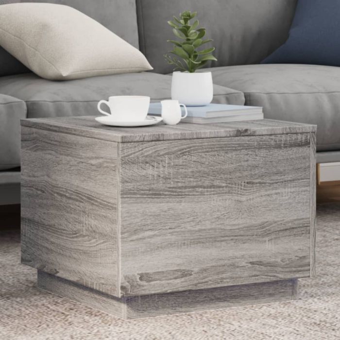 Coffee Table with LED Lights Grey Sonoma 50x50x40 cm - vid-839873