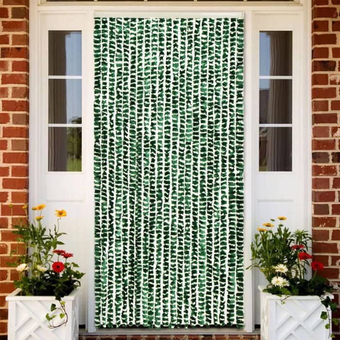 Fly Curtain Green and White 90x200 cm Chenille