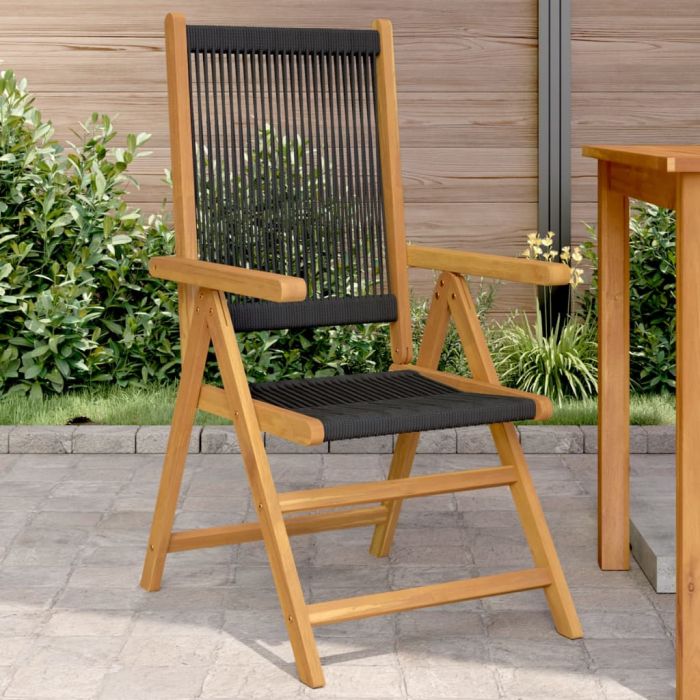 Garden Chairs 2 pcs Black Solid Wood Acacia and Polypropylene - vid-367654