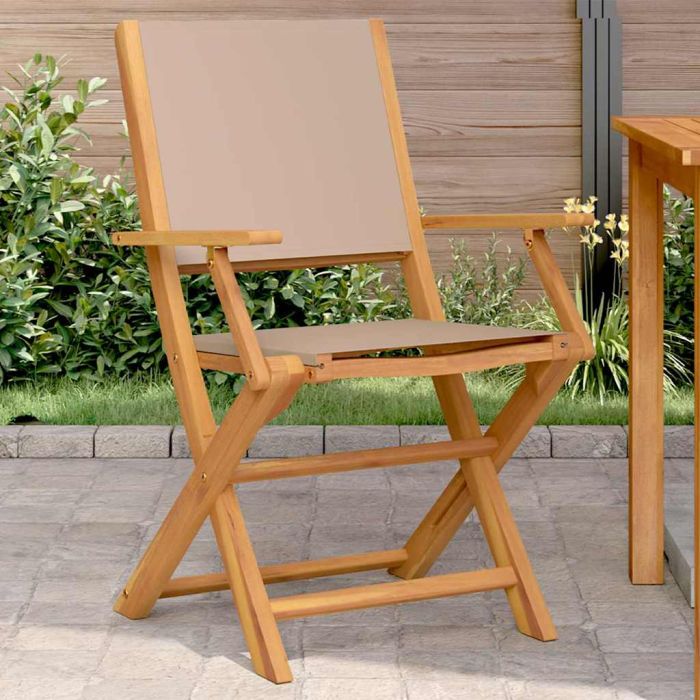 Garden Chairs 2 pcs Taupe Solid Wood Acacia and Fabric - vid-367671