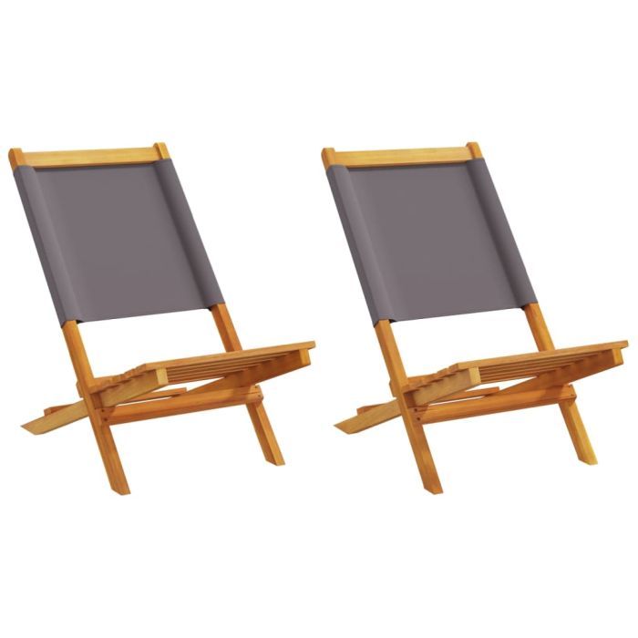 Garden Chairs 2 pcs Anthracite Solid Wood Acacia and Fabric - vid-367691