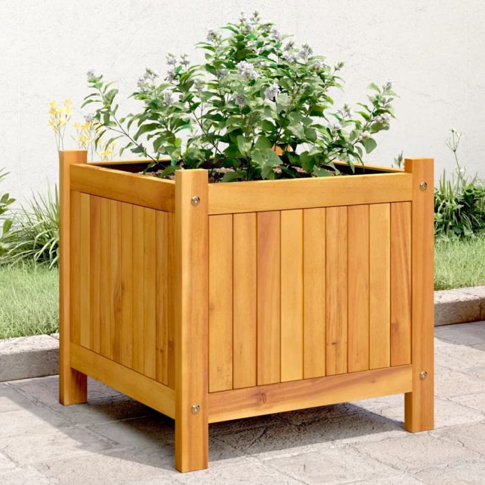 Garden Planter with Liner 42x42x40 cm Solid Wood Acacia