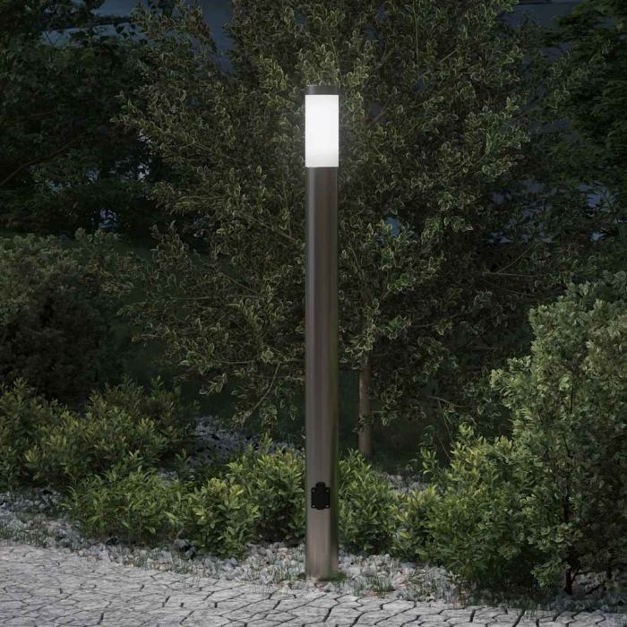 TONGLEN Bollard Light with Outlet 110 cm Stainless IP44 Steel