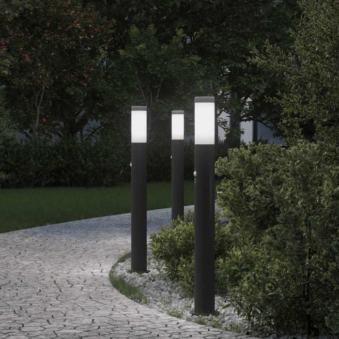 TONGLEN Bollard Lights with Sensor 3pcs 80 cm Stainless IP44 Steel