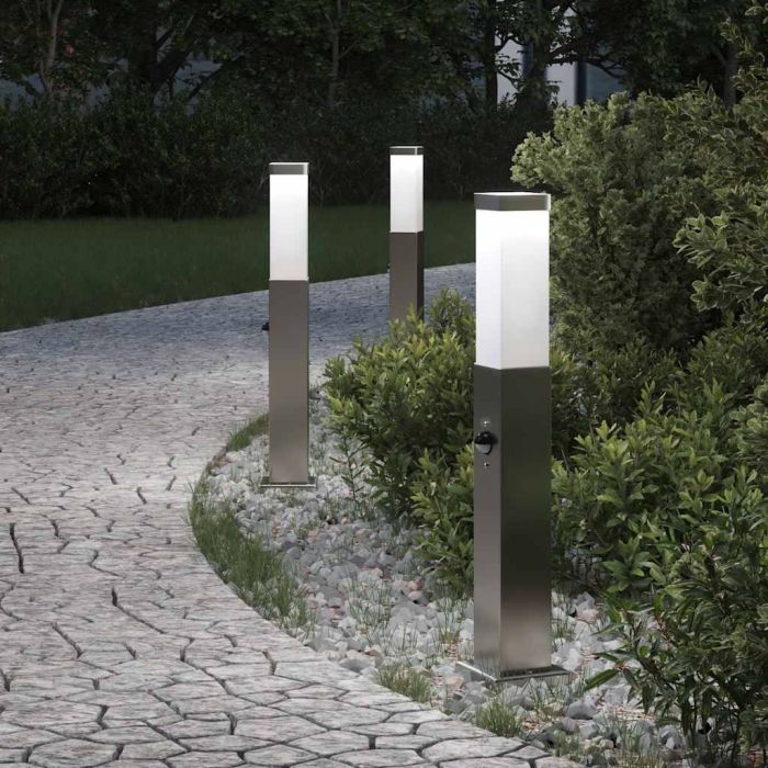 TONGLEN Bollard Lights with Sensor 3 pcs 50 cm Stainless IP44 Steel