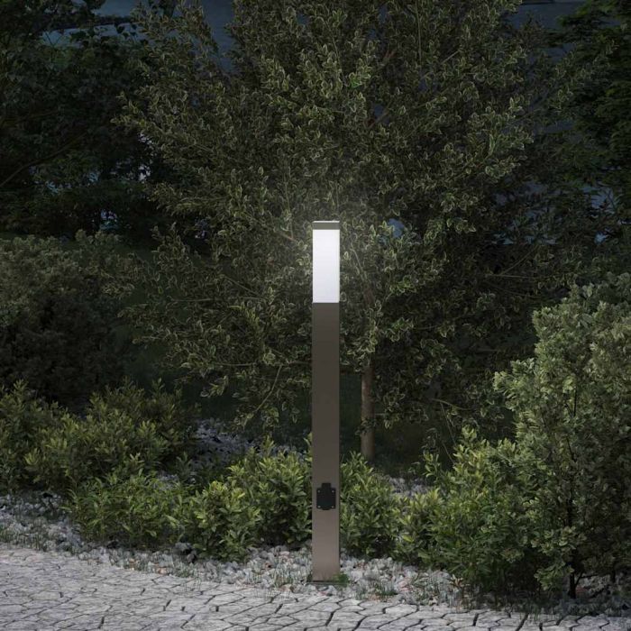 TONGLEN Bollard Light with Outlet 80 cm Stainless IP44 Steel