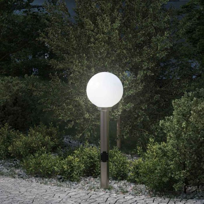 TONGLEN Bollard Light with Outlet 80 cm Stainless IP44 Steel