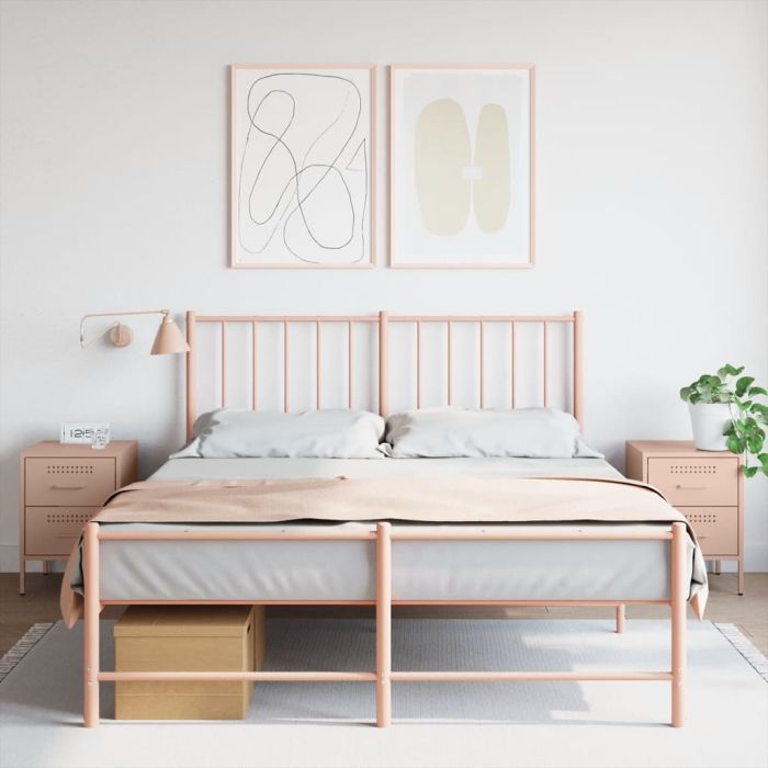 Bedside Cabinets 2 pcs Pink 36x39x50.5 cm Steel - vid-842925