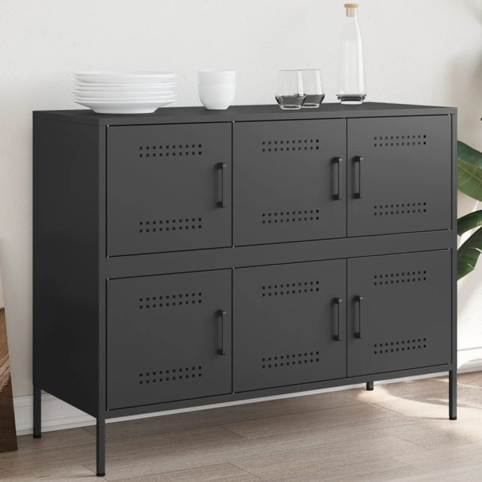 Sideboard Black 100.5x39x79 cm Steel - vid-843096