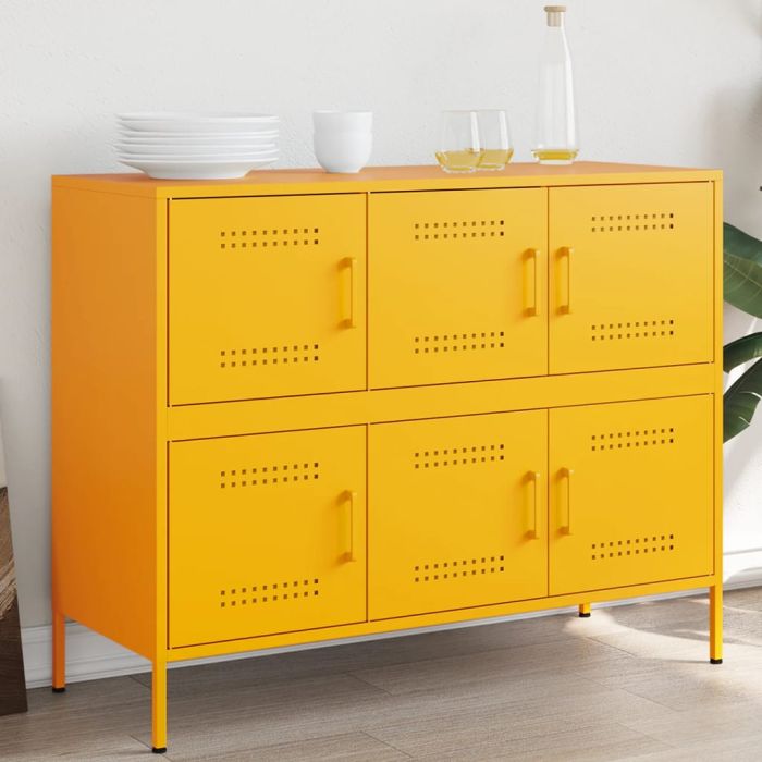 Sideboard Mustard Yellow 100.5x39x79 cm Steel - vid-843099