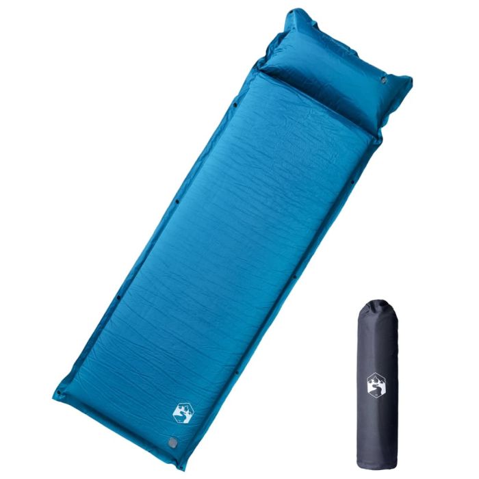 Self Inflating Camping Mattress with Pillow 1-Person Turquoise - vid-4007135