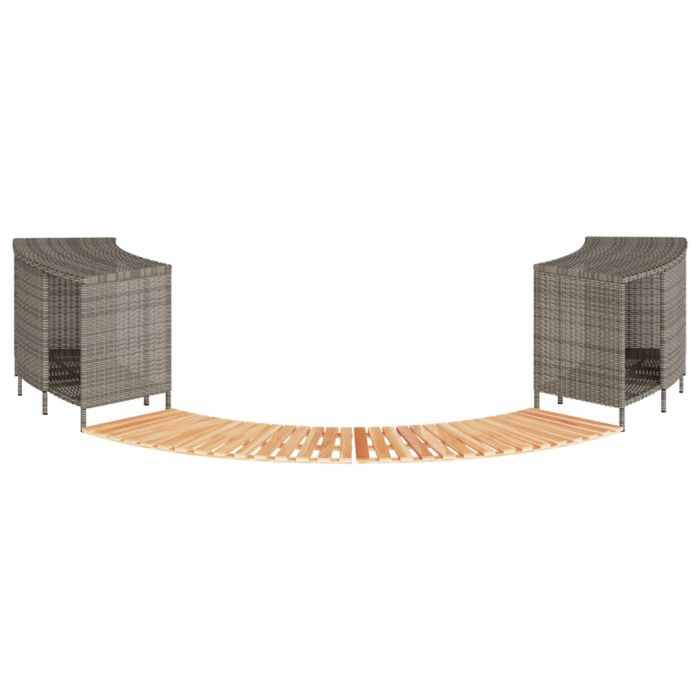 TRSTON Hot Tub Surround Poly and Solid Wood Acacia Rattan - Grey