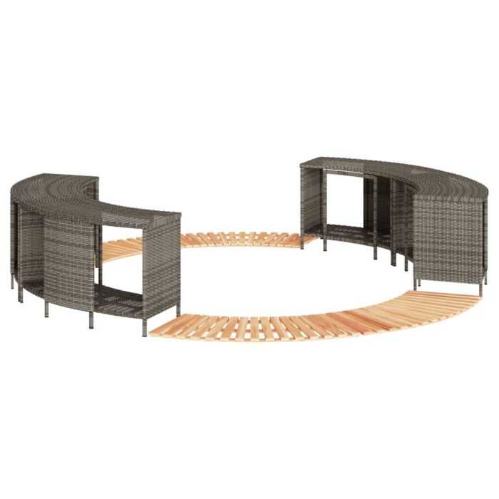 TRSTON Hot Tub Surround Poly and Solid Wood Acacia Rattan - Grey