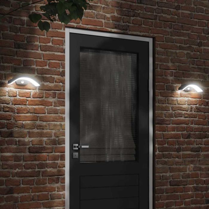 CRBURY Outdoor LED Wall Lights with Sensors 2pcs Die-cast Aluminium - Black