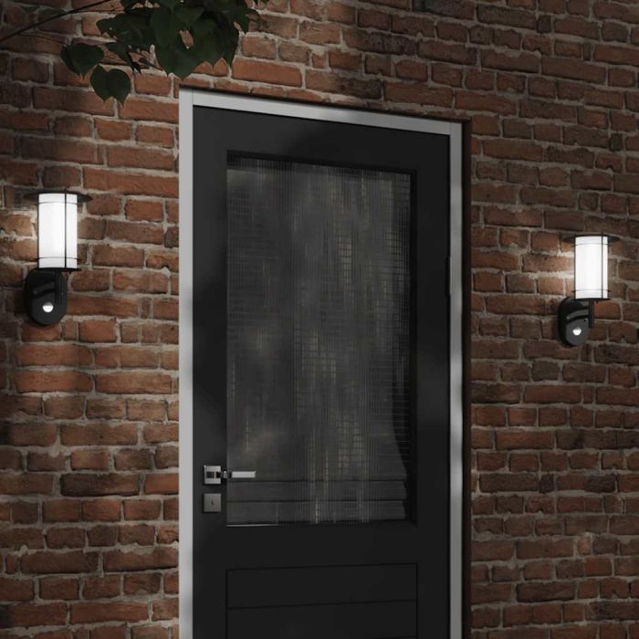CRBURY Outdoor Wall Lights with Sensors 2pcs Stainless Steel - Black