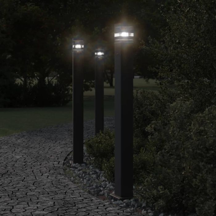CLVUE Outdoor Floor Lamps with Outlet 3pcs 110 cm Aluminium - Black