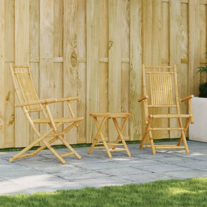 3 Piece Bistro Set Bamboo - vid-3278532