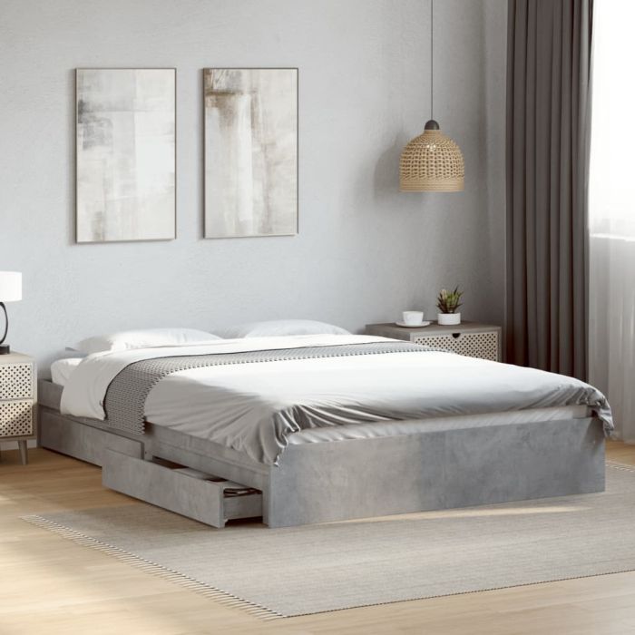 Bedframe with Drawers Concrete Grey 150x200cm King Size
