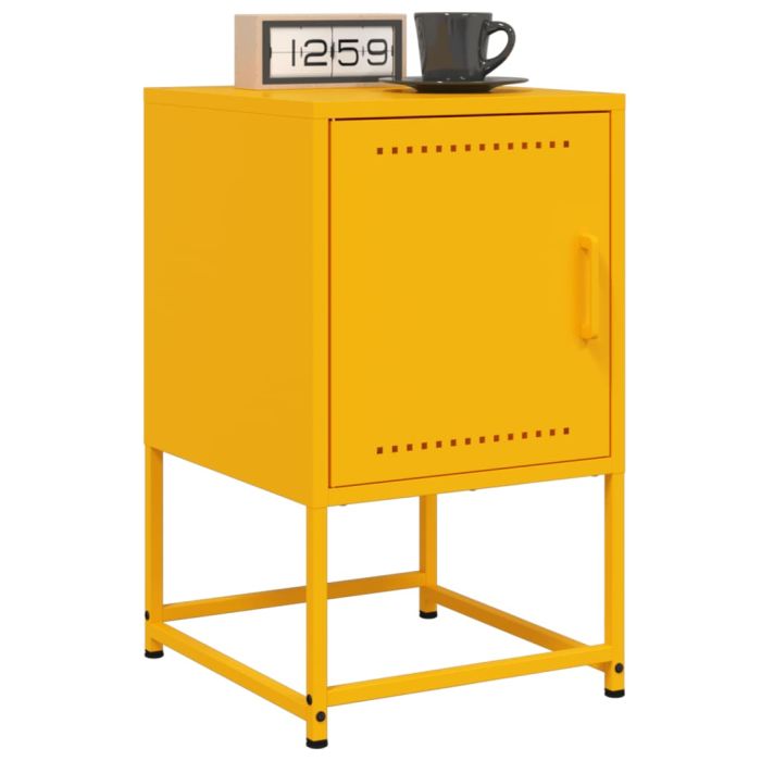 Bedside Cabinets 2 pcs Mustard Yellow 36x39x60.5 cm Steel - vid-846453
