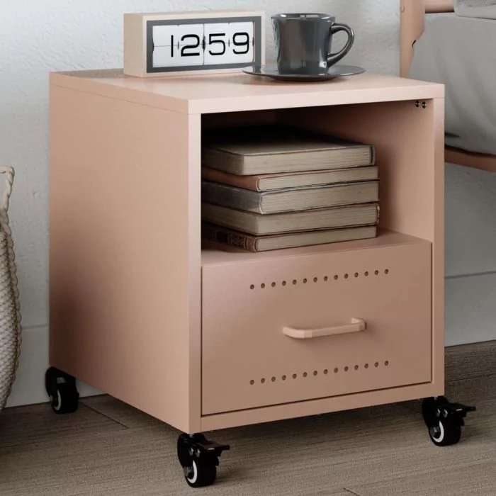 Bedside Cabinet Pink 36x39x43.5 cm Steel - vid-846706