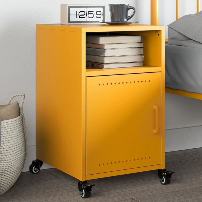 Bedside Cabinet Mustard Yellow 36x39x59 cm Steel - vid-846722