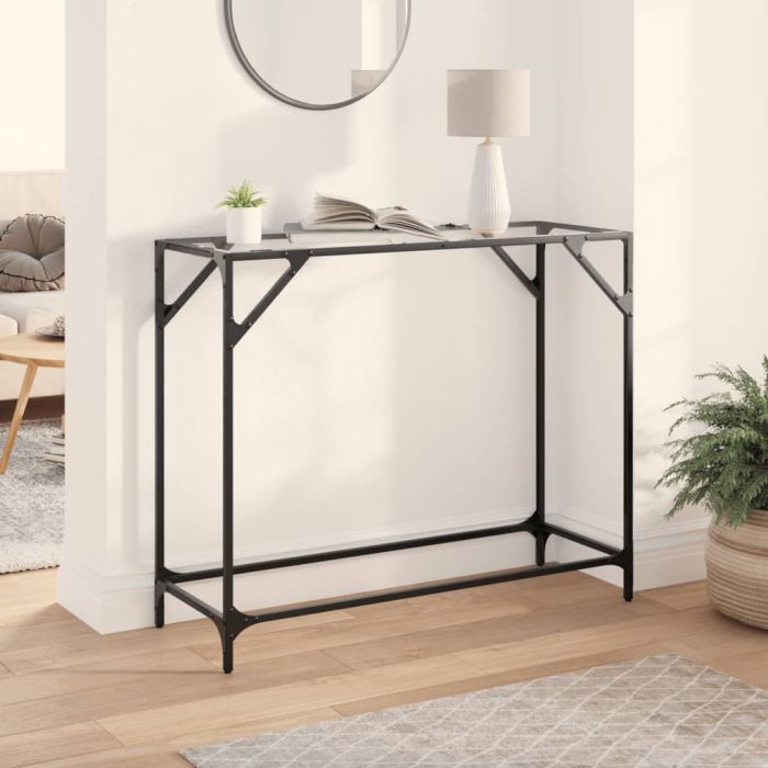Console Table with Transparent Glass Top 98x35x81 cm Steel - vid-846020
