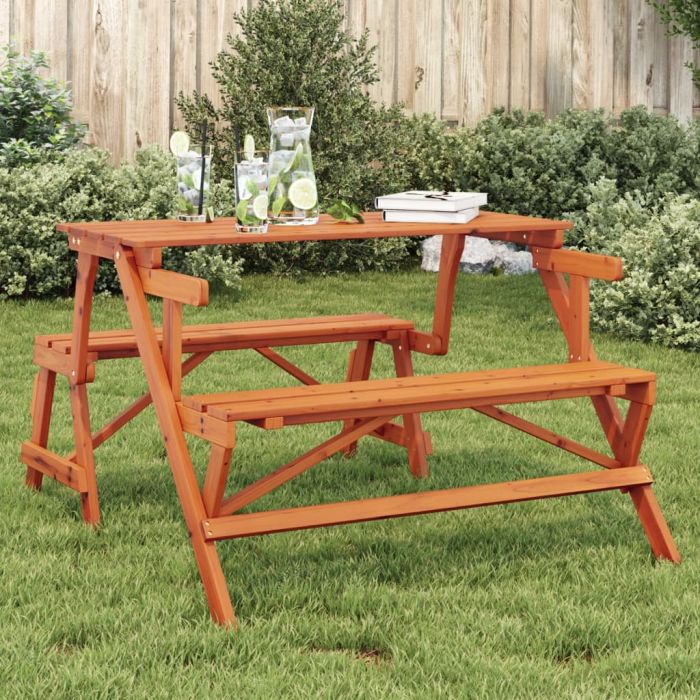 Picnic Table with Benches Solid Wood Fir 2-in-1 Convertible - vid-4008992