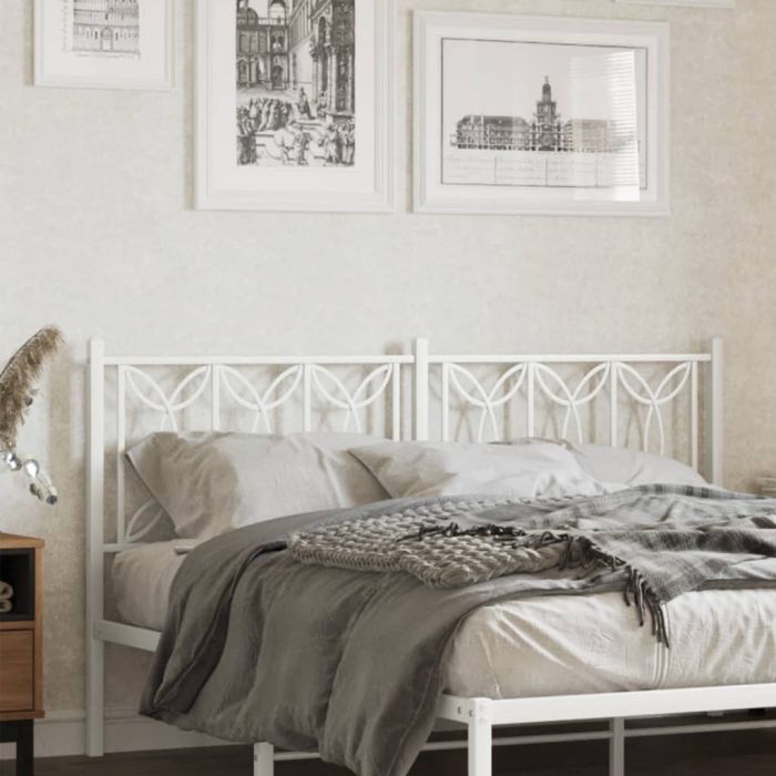 Metal Headboard White 160 cm - vid-376212