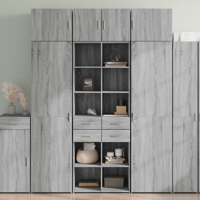 Highboard Grey Sonoma 70x42.5x185 cm Engineered Wood - vid-3281467