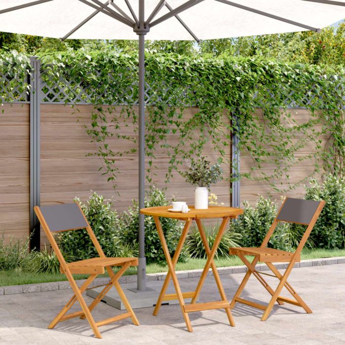 3 Piece Bistro Set Anthracite Fabric and Solid Wood - vid-3281845