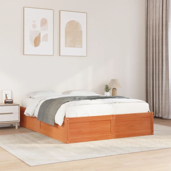Bedframe Wax Brown 160x200cm Solid Wood Pine