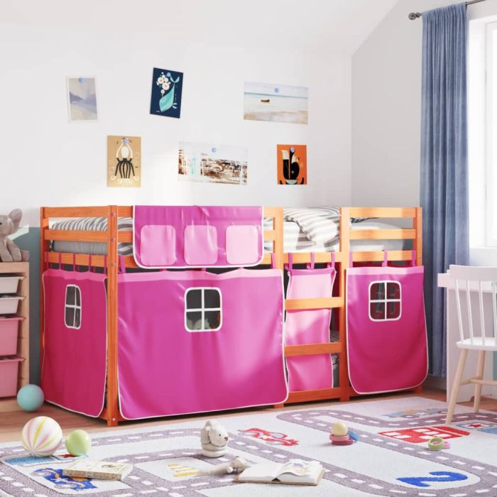 Bunkbed Pink 75x190cm Small Single Solid Wood Pine