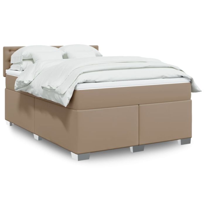 Box Spring Bed with Mattress Cappuccino 140x200cm Faux Leather