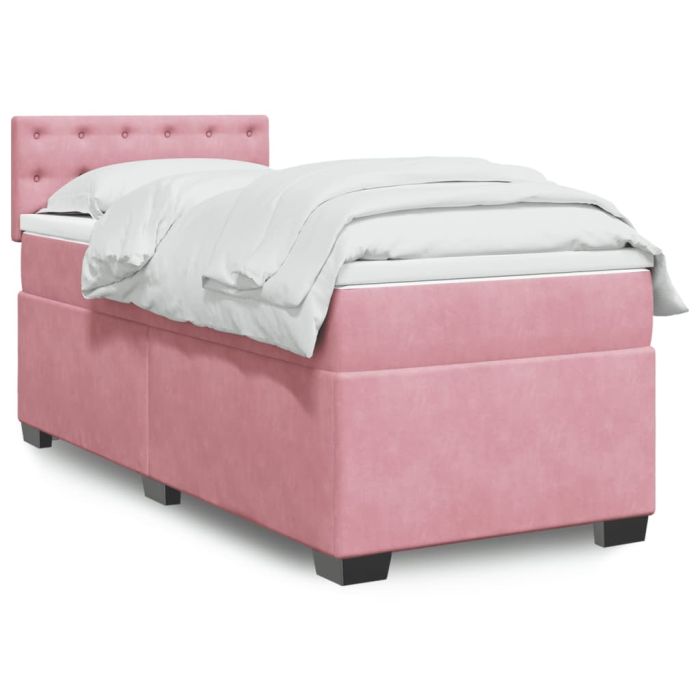 Box Spring Bed with Mattress Pink 90x190cm Velvet
