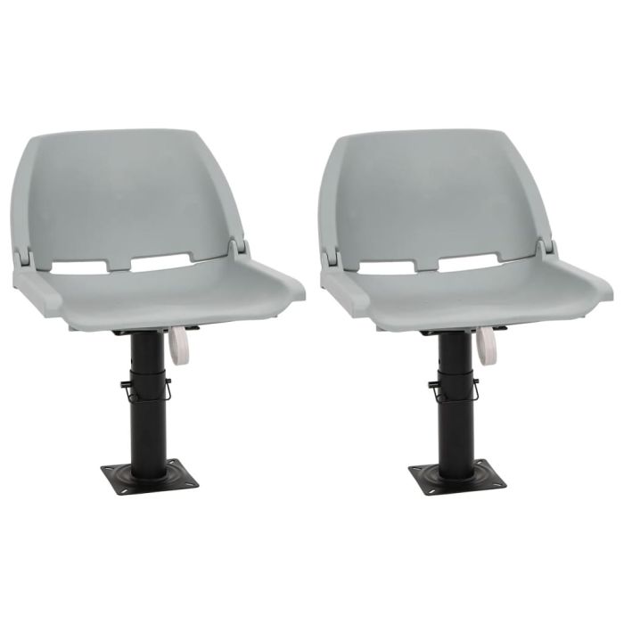 4 Piece Foldable Boat Seat Set No Pillow Grey 48x51x41 cm