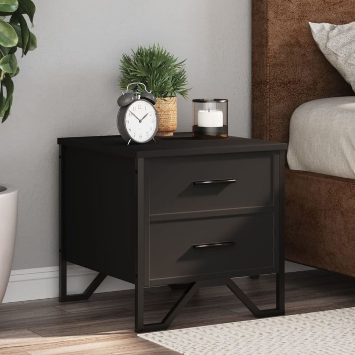 Bedside Cabinet Black 40x41x40 cm Engineered Wood