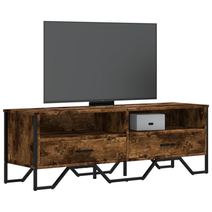 TV Cabinet Smoked Oak 122x34x41 cm Engineered Wood - vid-848581