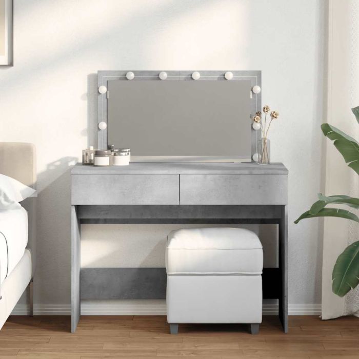Dressing Table with LED Concrete Grey 100x40x120 cm