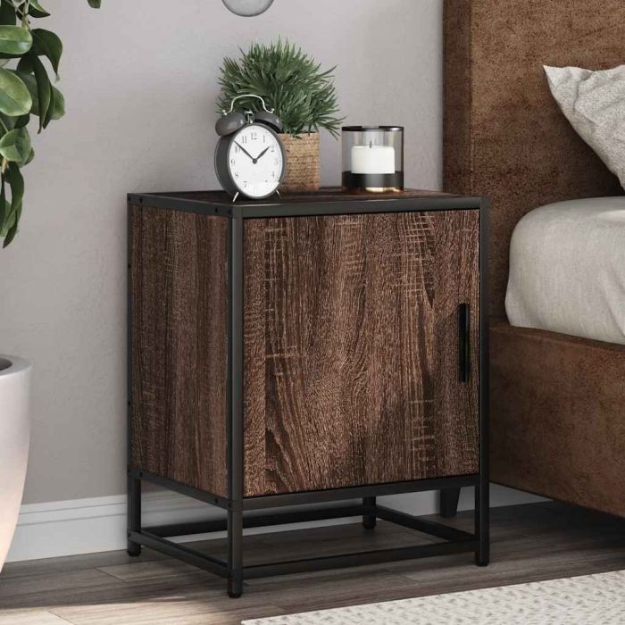 Bedside Cabinets 2 pcs Brown Oak 40x31x50 cm Engineered Wood and Metal
