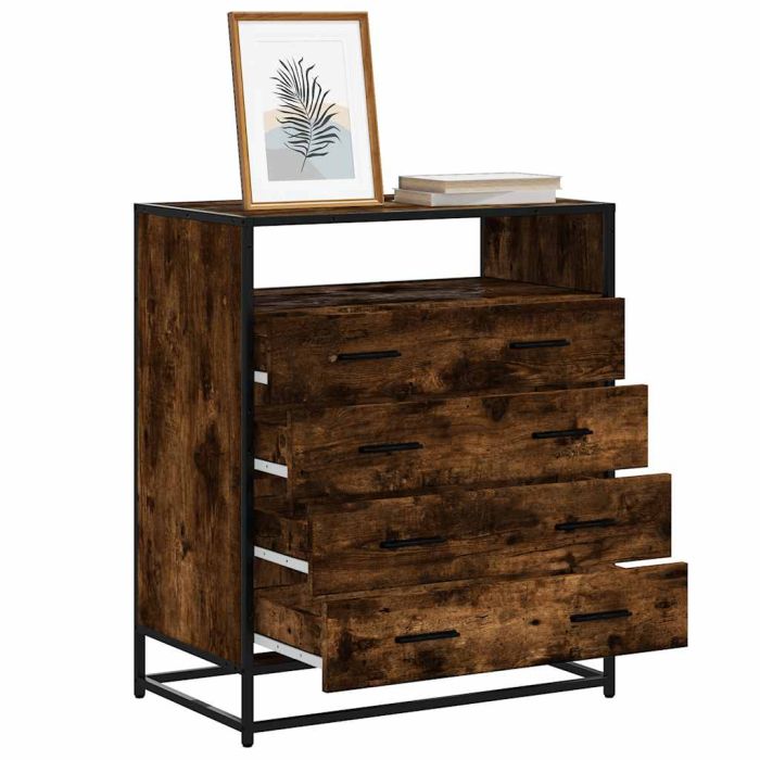 CHAMP II Oak Finish Chest of Drawers - Medium-sized, 4 Drawers
