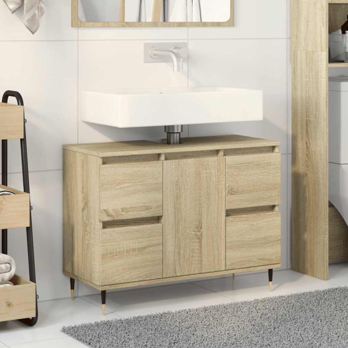Bathroom Cabinet Sonoma Oak 80x33x60 cm Engineered Wood - vid-849682