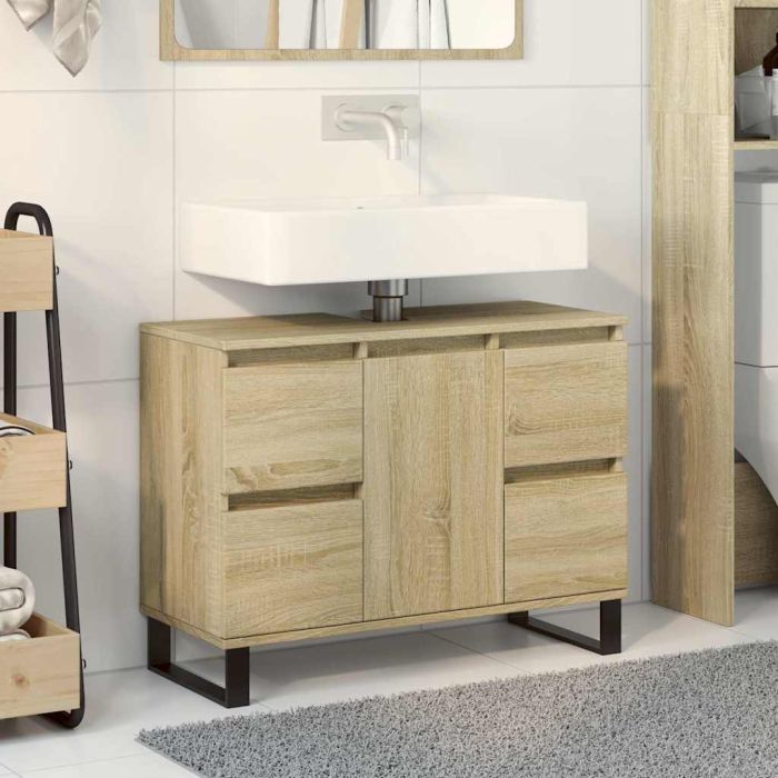 Bathroom Cabinet Sonoma Oak 80x33x60 cm Engineered Wood - vid-849684