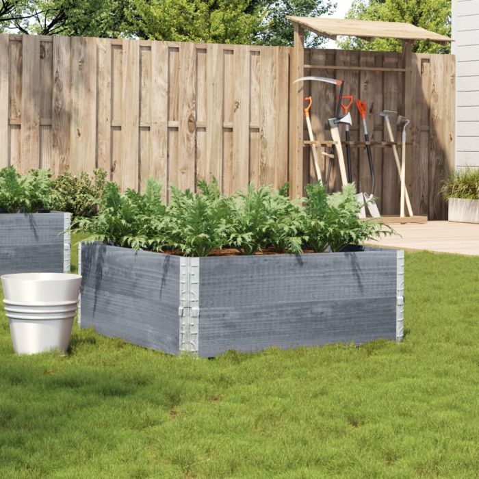 Garden Planter Grey 100x100 cm Solid Wood Pine - vid-3295401