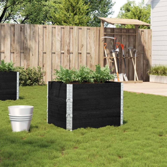 Garden Planter Black 80x60 cm Solid Wood Pine - vid-3295420