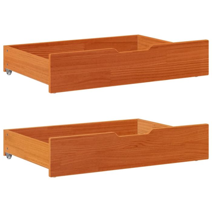 Under-Bed Drawers 2 pcs Wax Brown 80x55x17 cm Solid Wood Pine