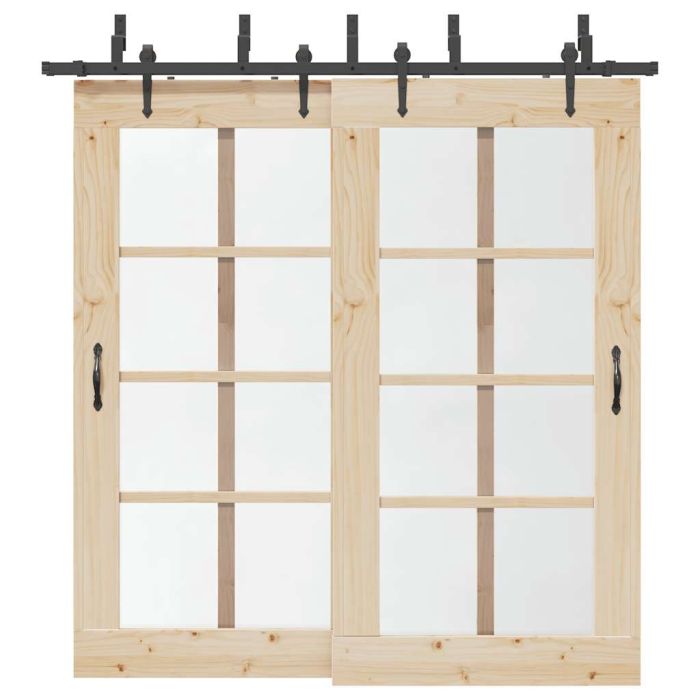 Sliding Door Hardware Kit 213,5 cm Steel Black