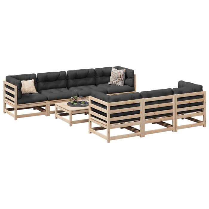 8 Piece Garden Sofa Set Solid Wood Pine - vid-3299319