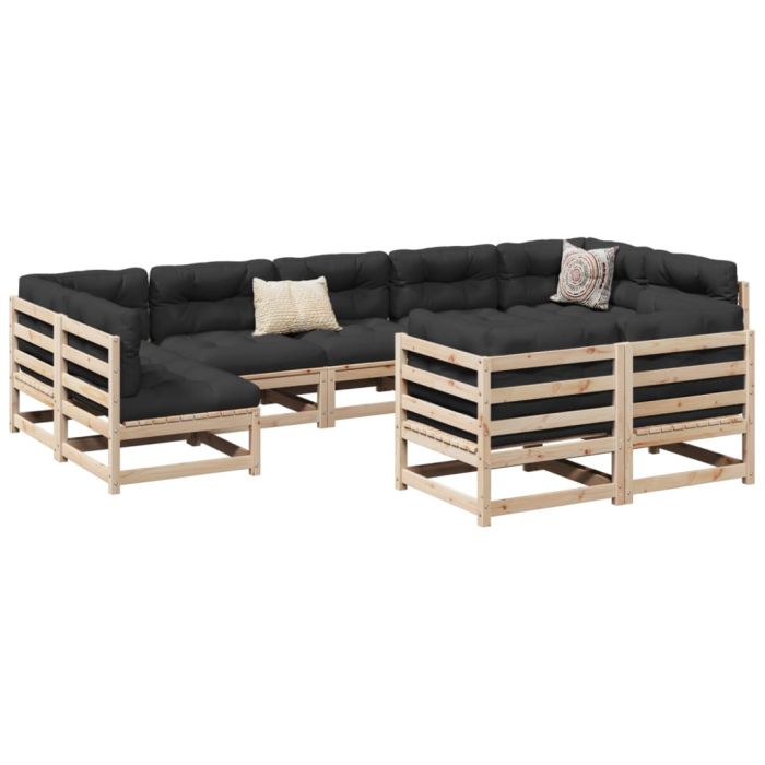 9 Piece Garden Sofa Set Solid Wood Pine - vid-3299625