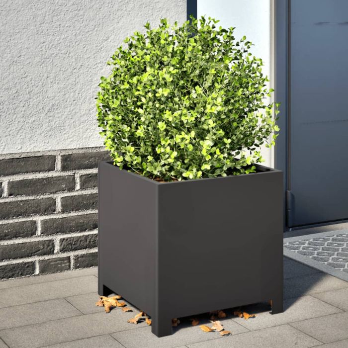 Garden Planter Black 40x40x40 cm Steel - vid-851199